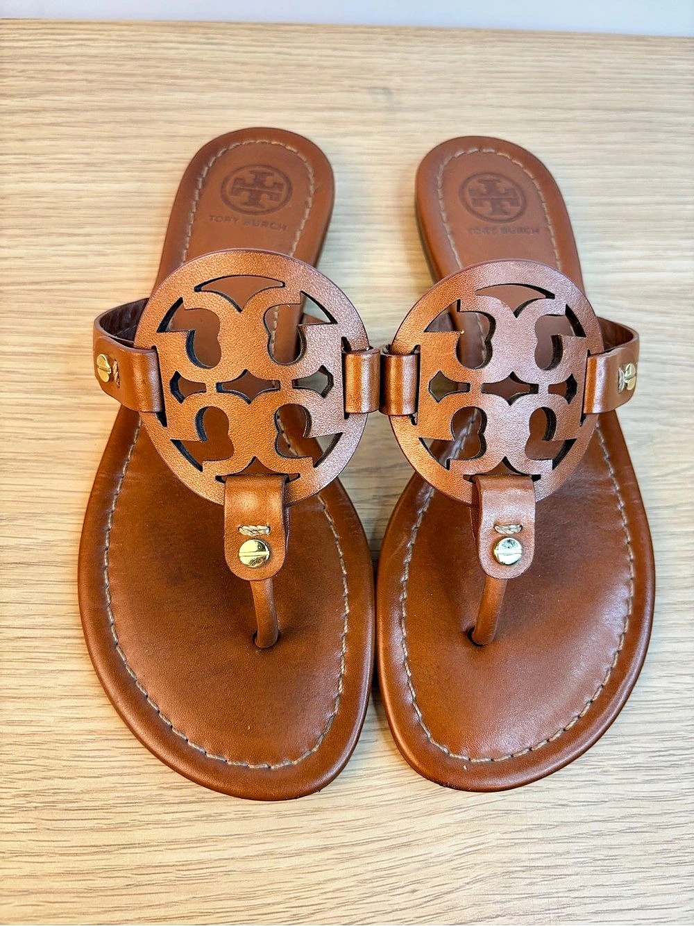 Tory Burch Miller Brown Leather Thong Sandals Brown Woman’s 6